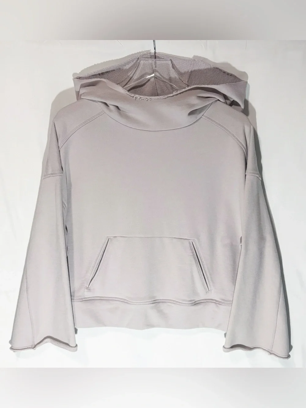 ALO Yoga Low Key French Terry Cozy Thick Bell Sleeve Hoodie XS Lavender Cloud